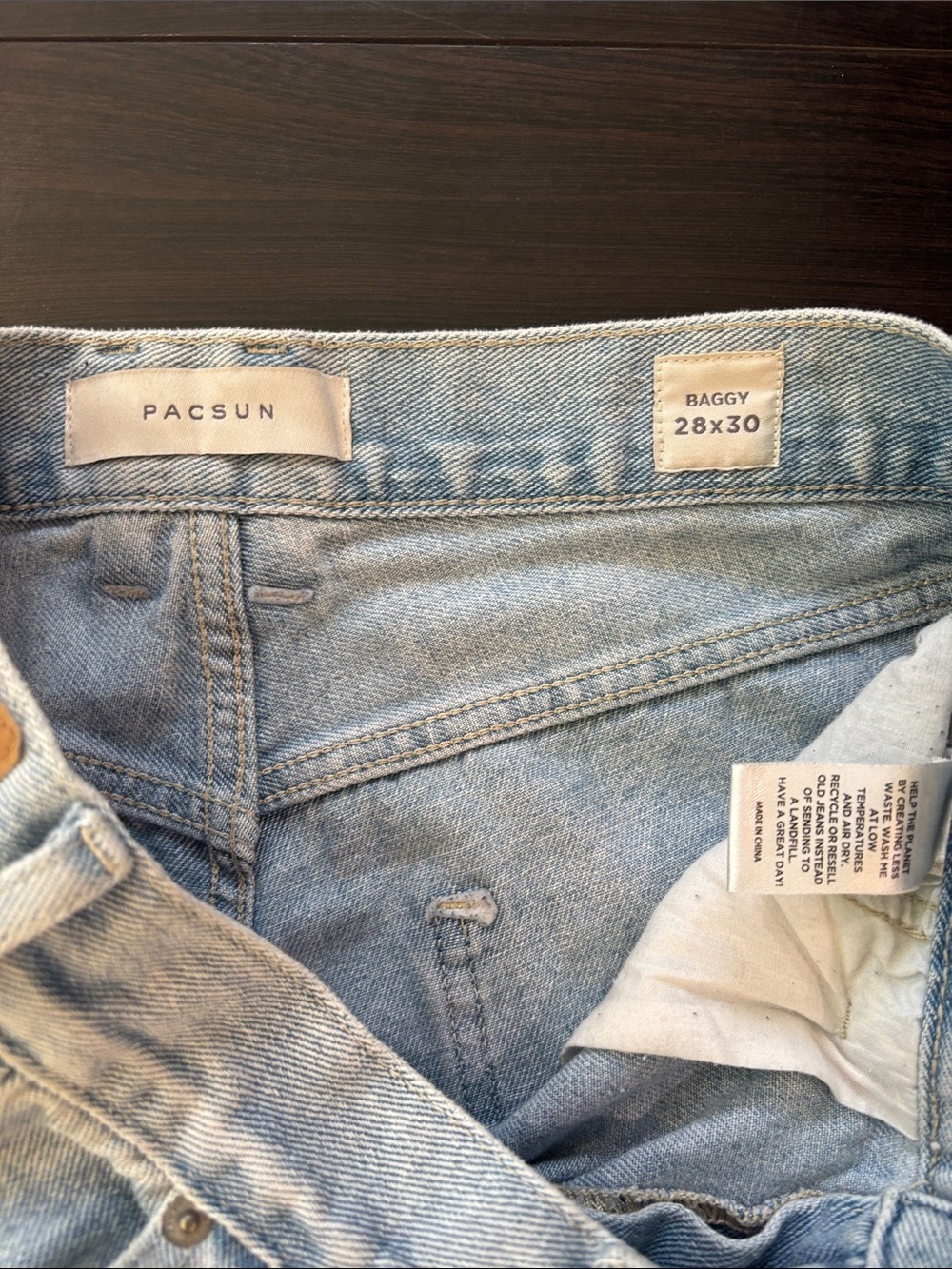 PacSun Pale Blue Wide Baggy Leg Cargo Jeans Size 28 x 30 - Picture 2 of 9